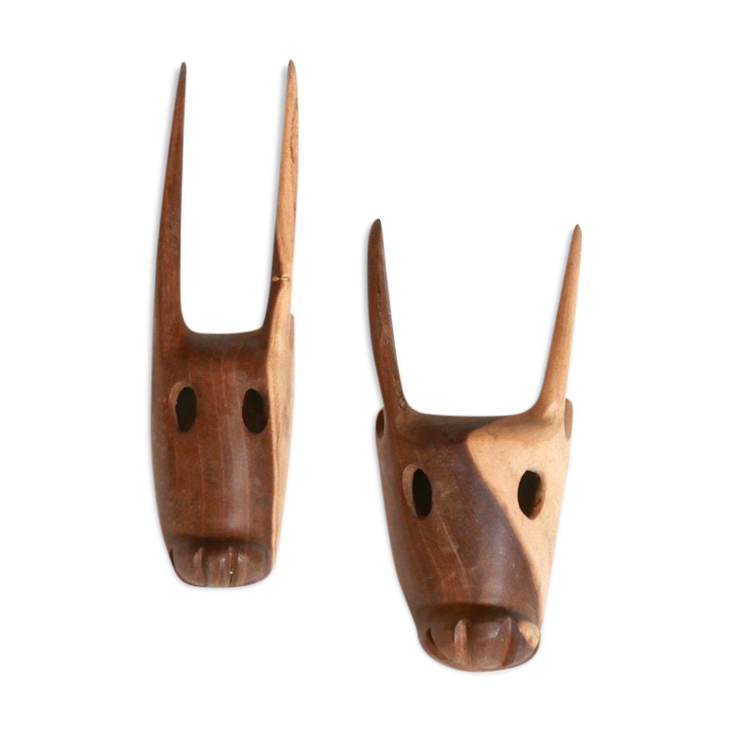 Wooden wall animal heads, 70s