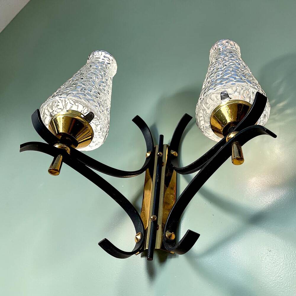 Pair Mid Century Itaian Modern  double wall sconce