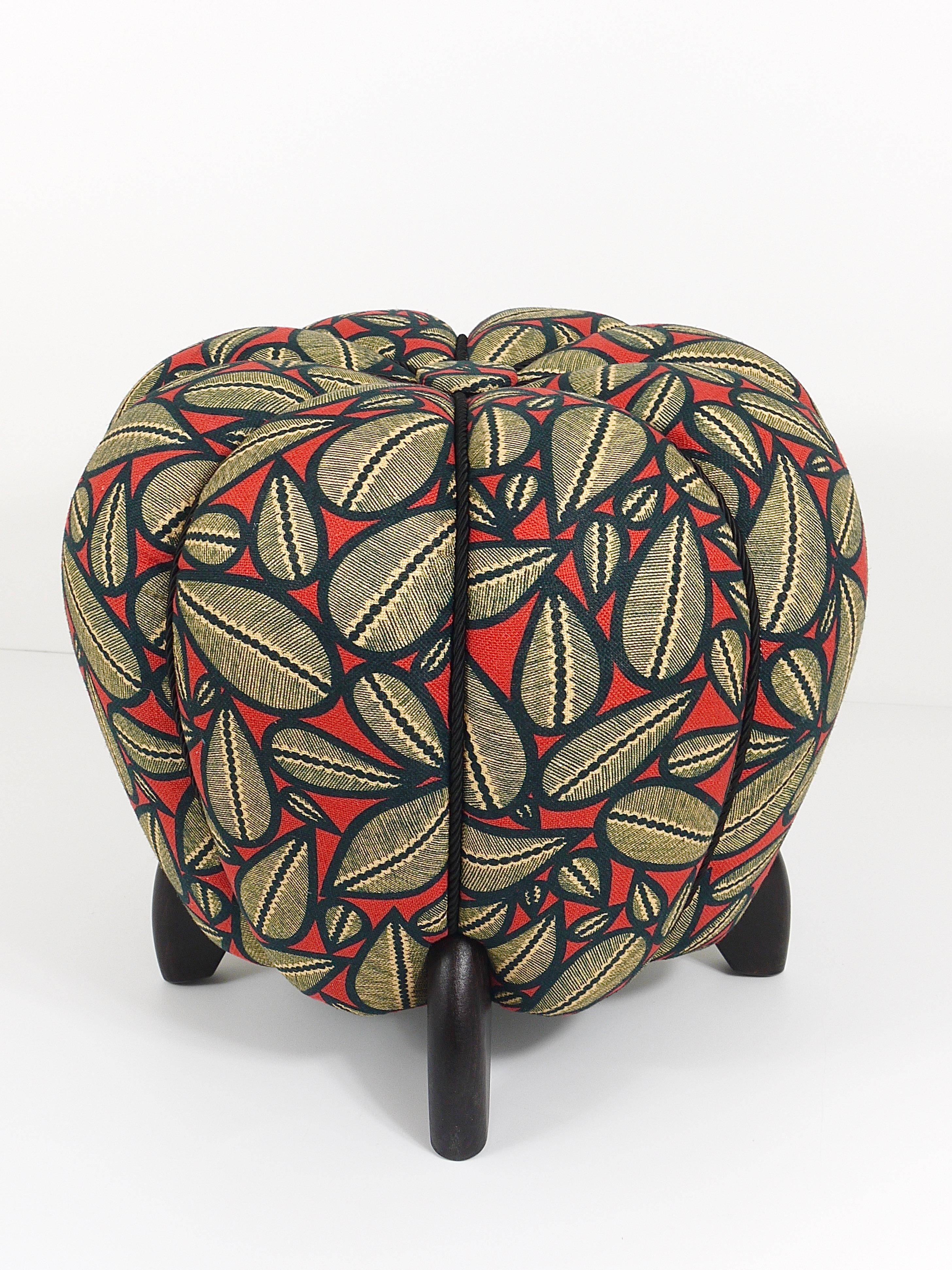 up to 3 Art Deco stools by Jindrich Halabala, leaf pattern, pouf, ottoman, 1930s
