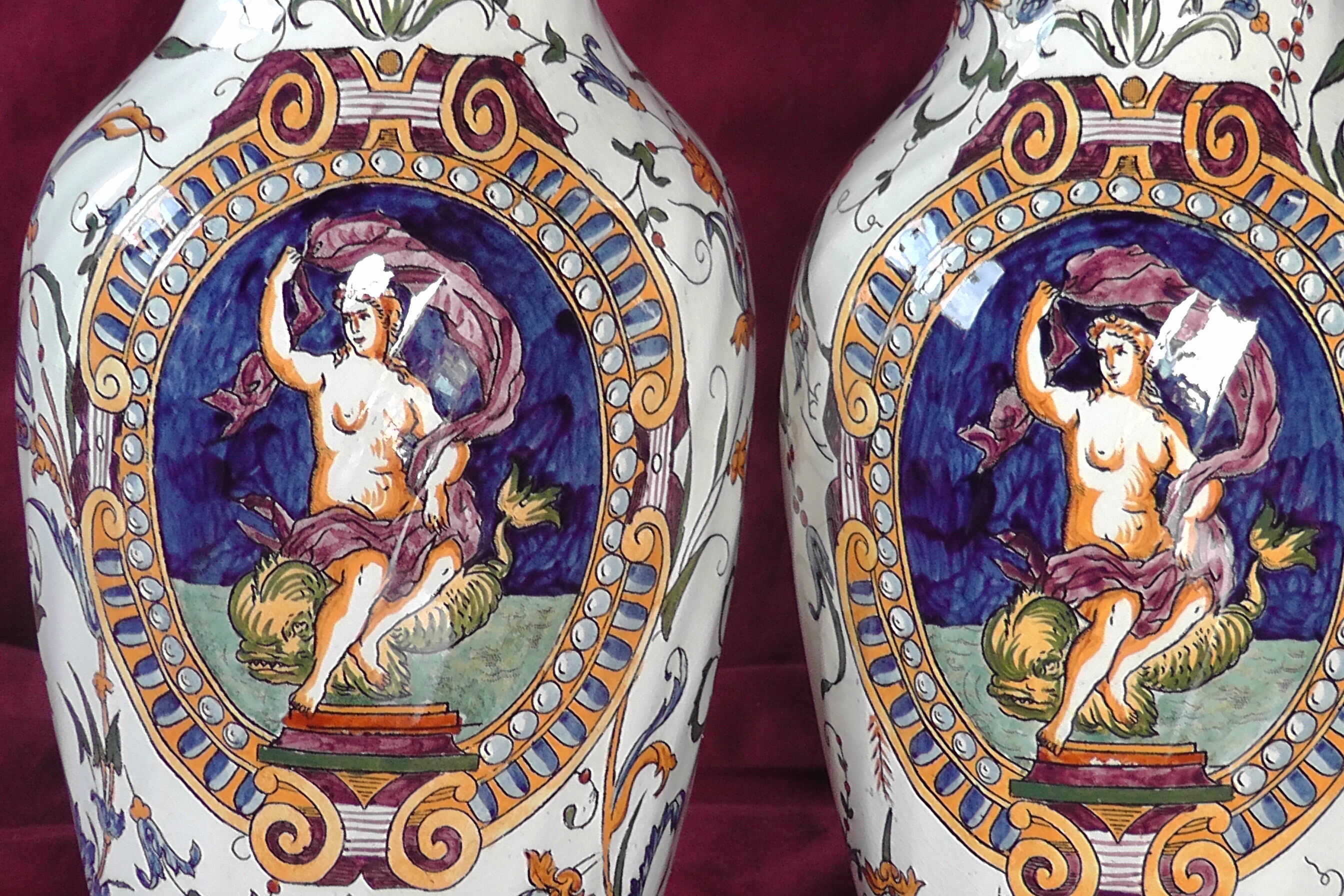 Two earthenware vases from Gien late nineteenth century