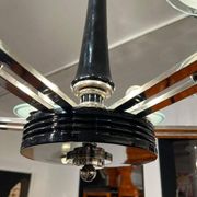 Chandelier Art Déco en laque noire et verre, 1930