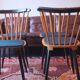 Set of 4 mid century dining chairs with splayed legs, 1950s-60s