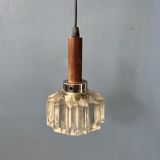 Small mid-century crystal glass pendant lamp