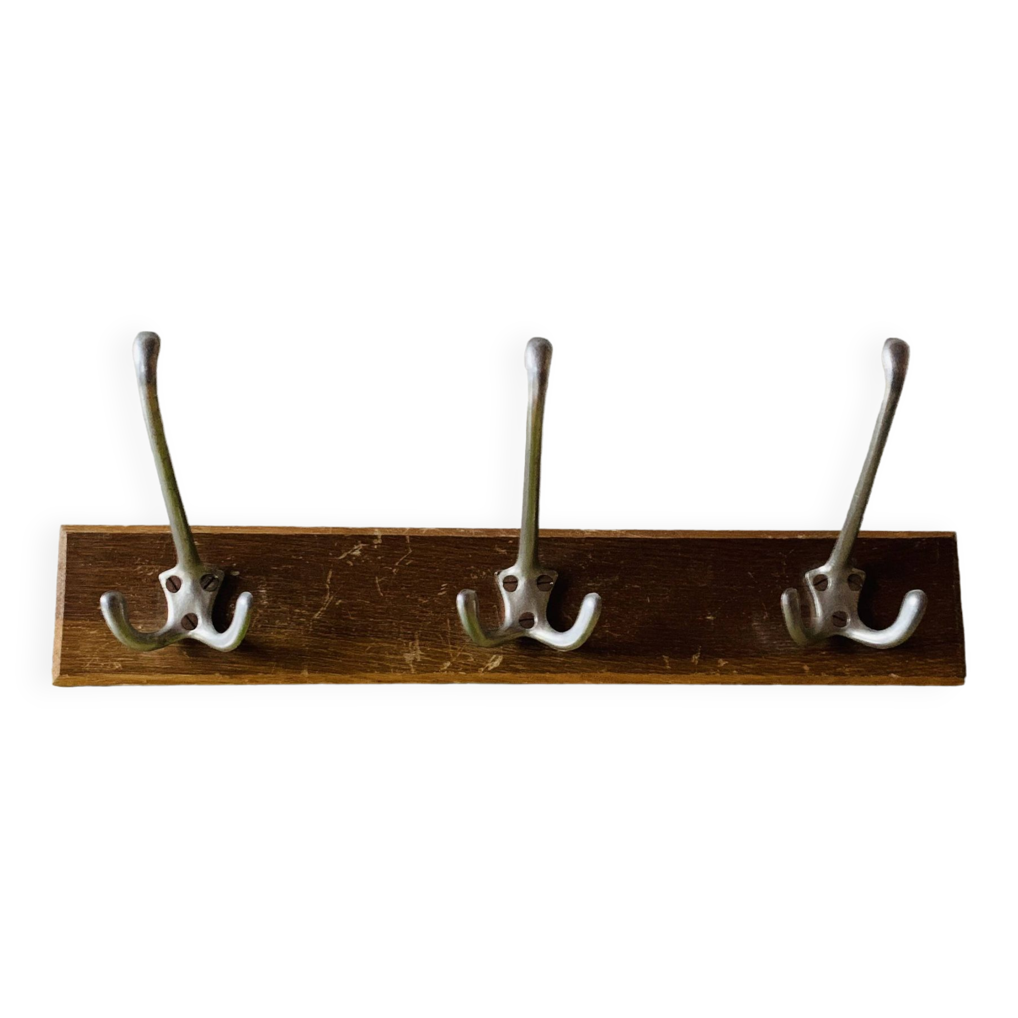 Vintage wooden wall coat rack - triple hook
