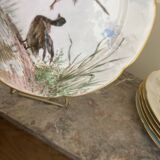 Antique 6x Sèvres Porcelain Plates Lahore & Basket 19th Century Hunting