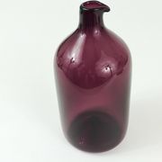 Glass vase signed Purple Timo Sarpaneva Pullo Bird Bottle, Iittala, Finland.