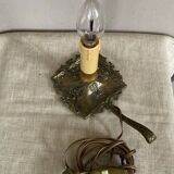 Candle holder with 20th century spelter socket mounted as a flame bulb lamp