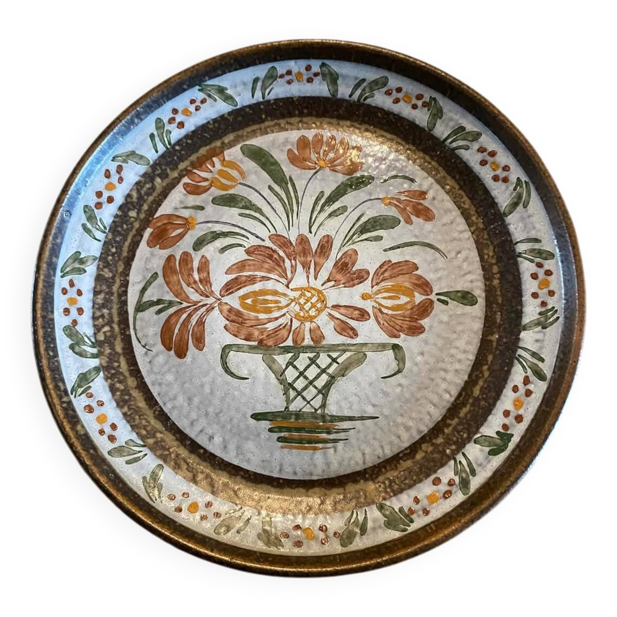 Stoneware dinner plate stamped Keraluc Quimper MPB