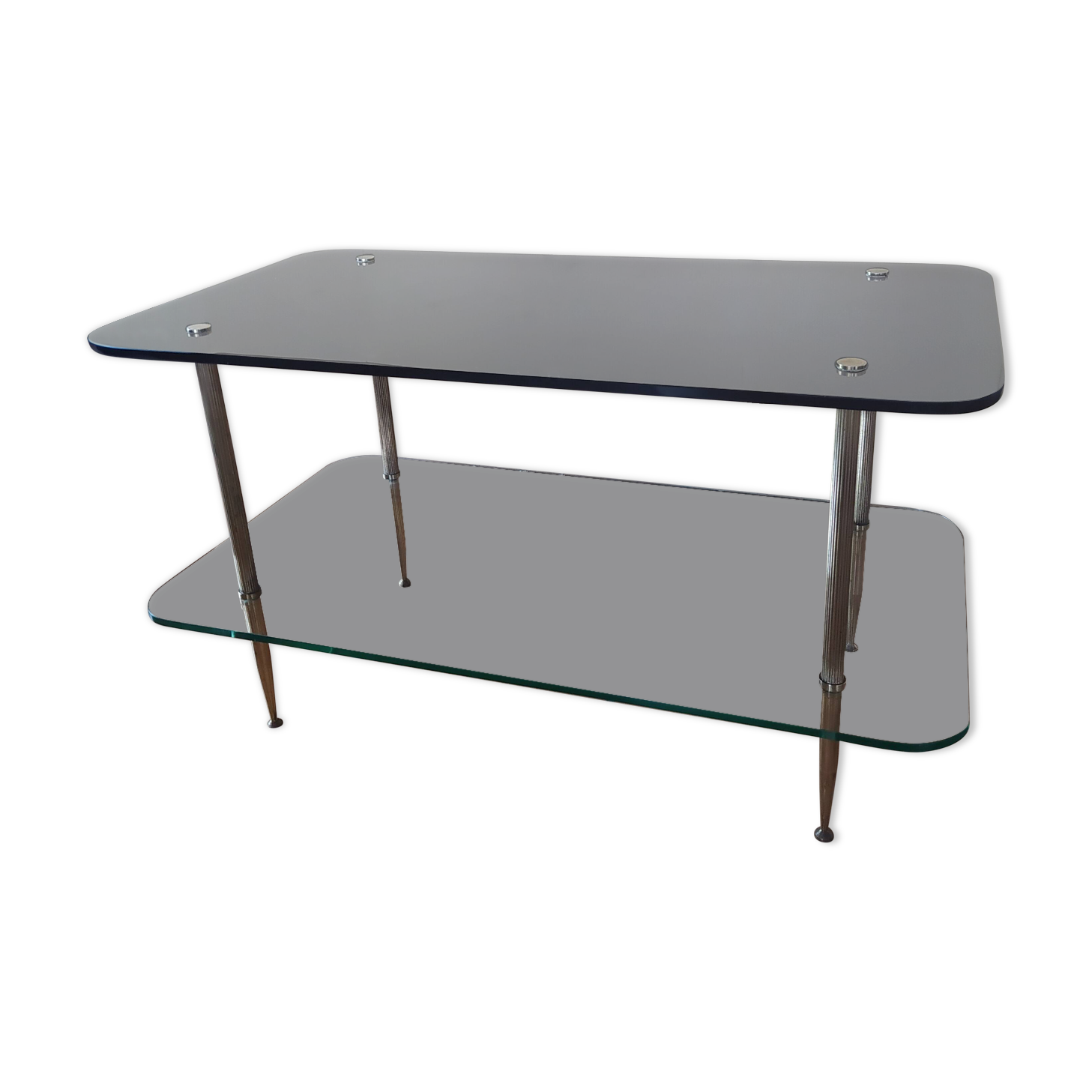 Vintage coffee table 1950/1960 two glass tops and bronze base