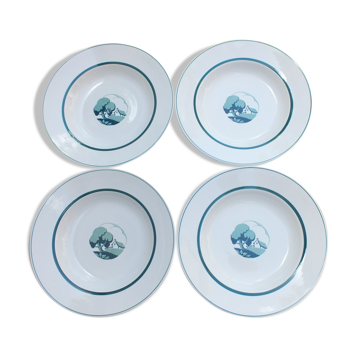 4 vintage hollow plates Sarreguemines Arlette service