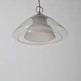 Mid-century glass and chrome hanging lamp, 1970s