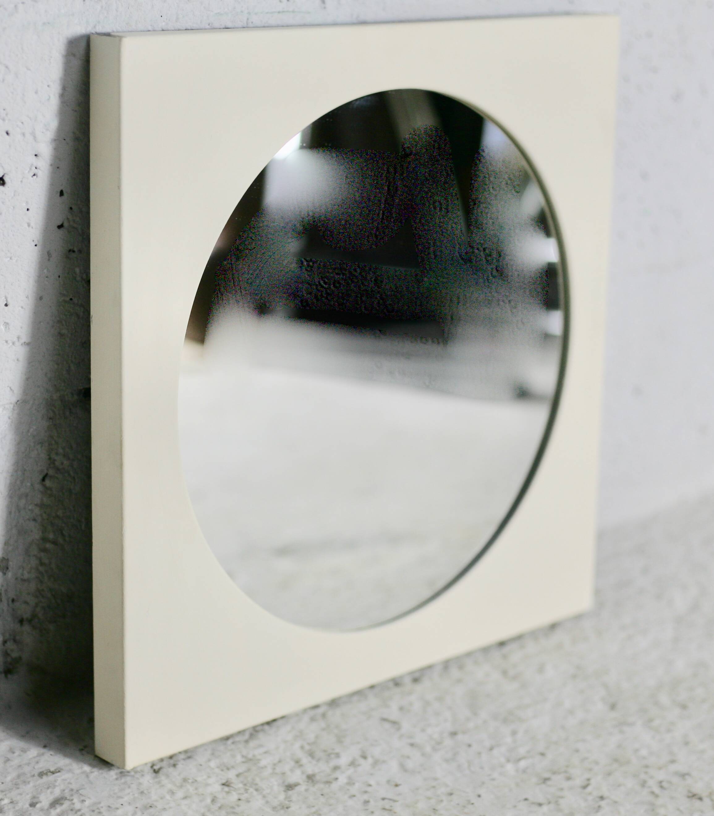 "space age" mirror, steel, 70s.