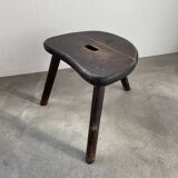 Brutalist oak shepherd tripod stool