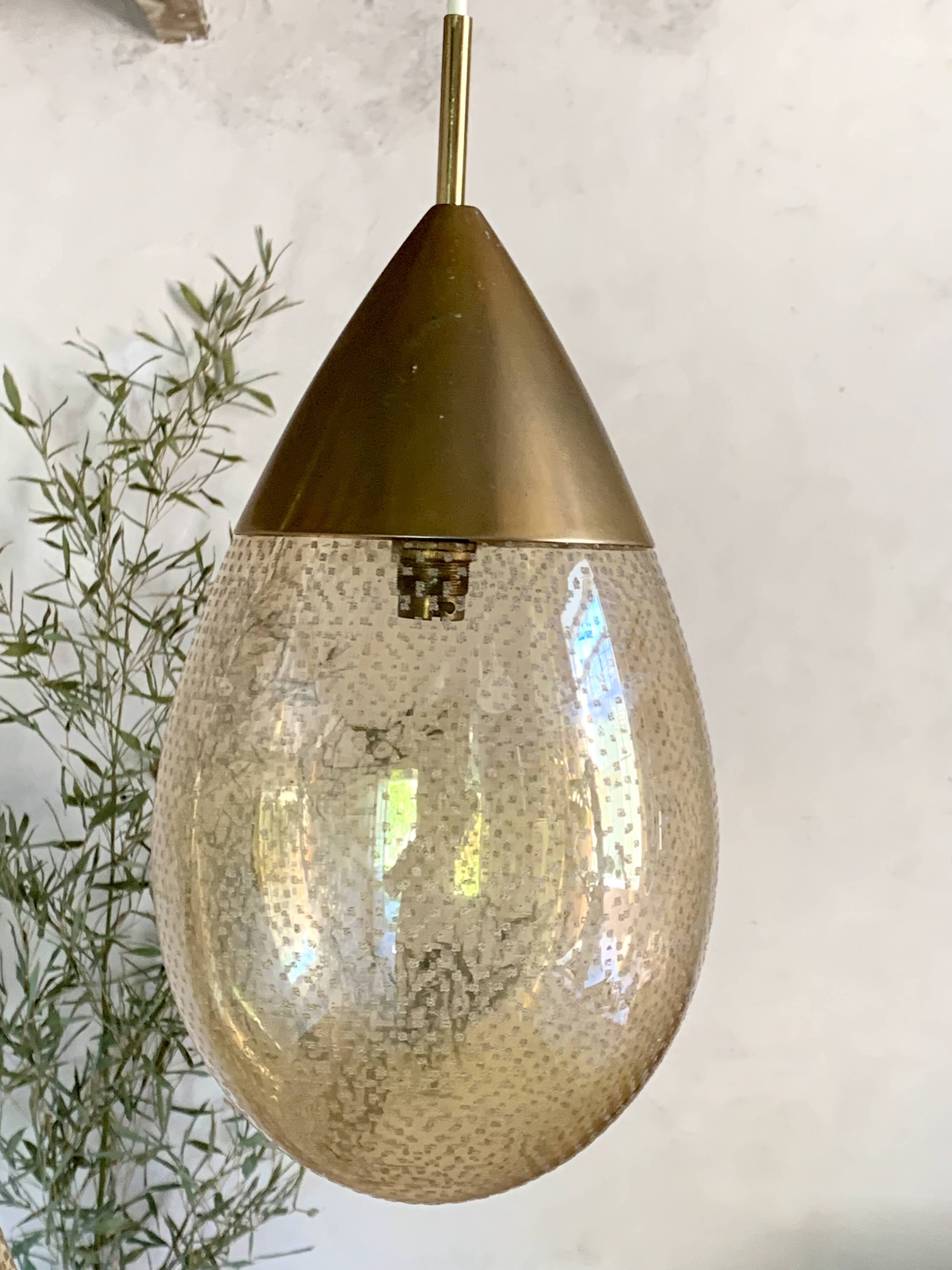 Vintage amber glass drop pendant light