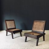 Low Modernist Folding Chairs by Pierre Jeanneret for Chandigarh, India, 1960s, Set of 2