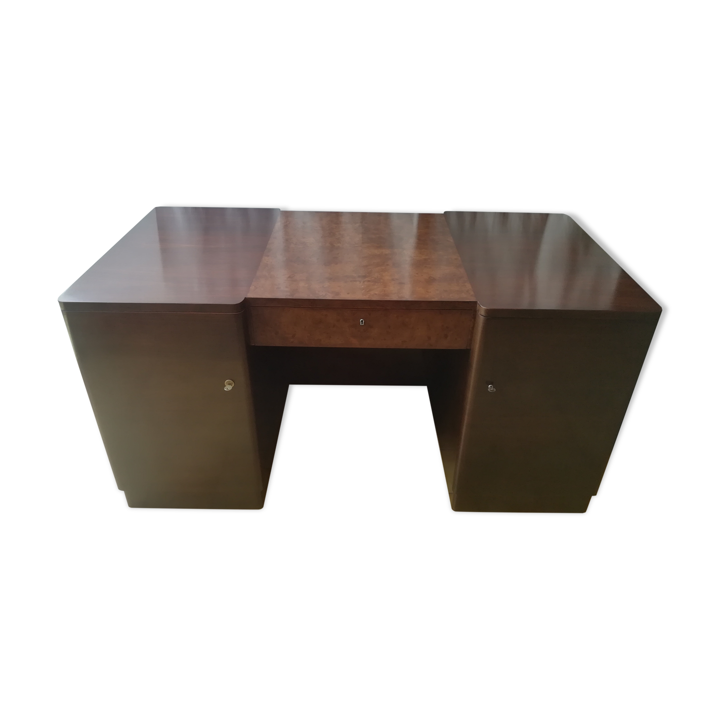 Art deco desk in rosewood and magnifying glass