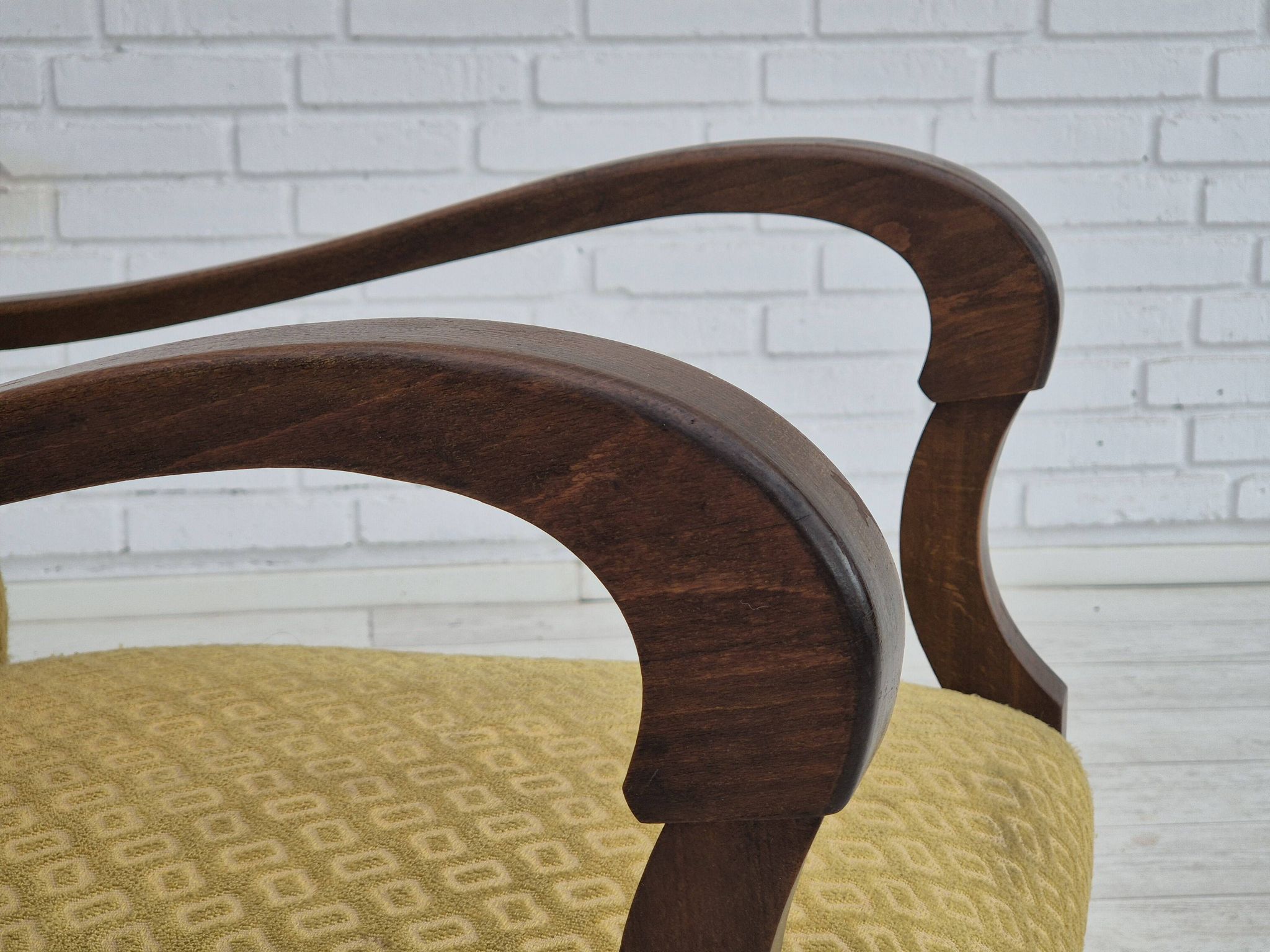 1950s, Danish design, armchair in original condition, furniture cotton/ wool fabric.