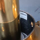 2 Limburg 1970s bubble globe and brass table lamps