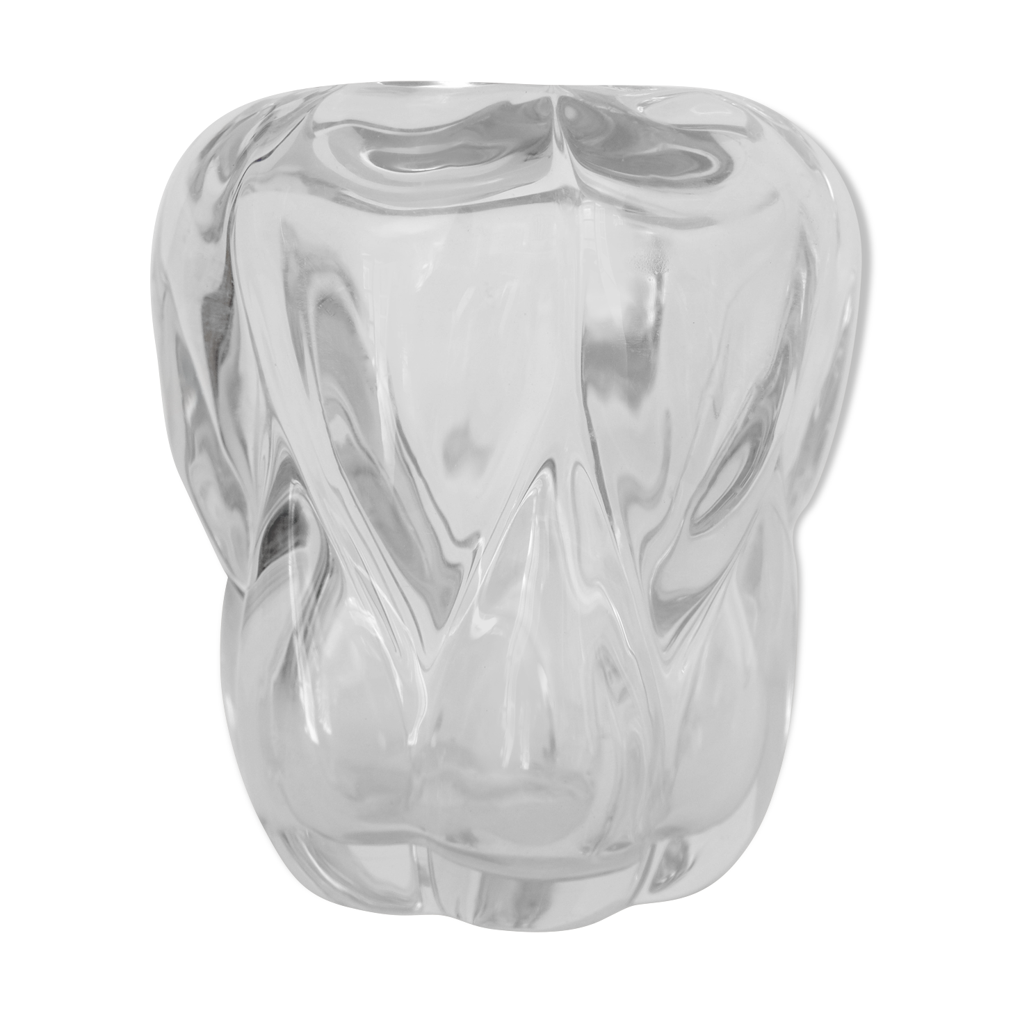 Art Deco vase in transparent thick crystal Val Saint Lambert 1920