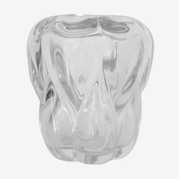 Vase art déco en cristal épais transparent Val Saint Lambert 1920