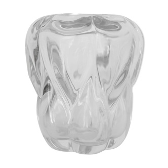 Art Deco vase in transparent thick crystal Val Saint Lambert 1920