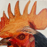 Rooster painting,  oil on canvas / 29 cm