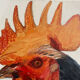Rooster painting,  oil on canvas / 29 cm