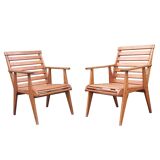 Paire de fauteuils bois
