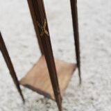 Pedestal table with white marbe top and brass decoration