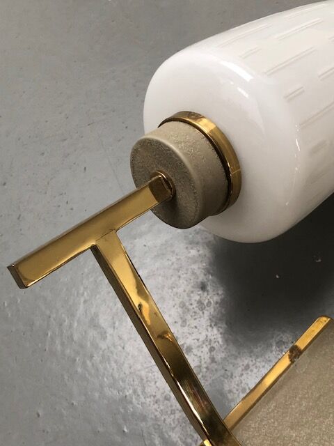 Pair of double vintage wall sconces in glass and brass