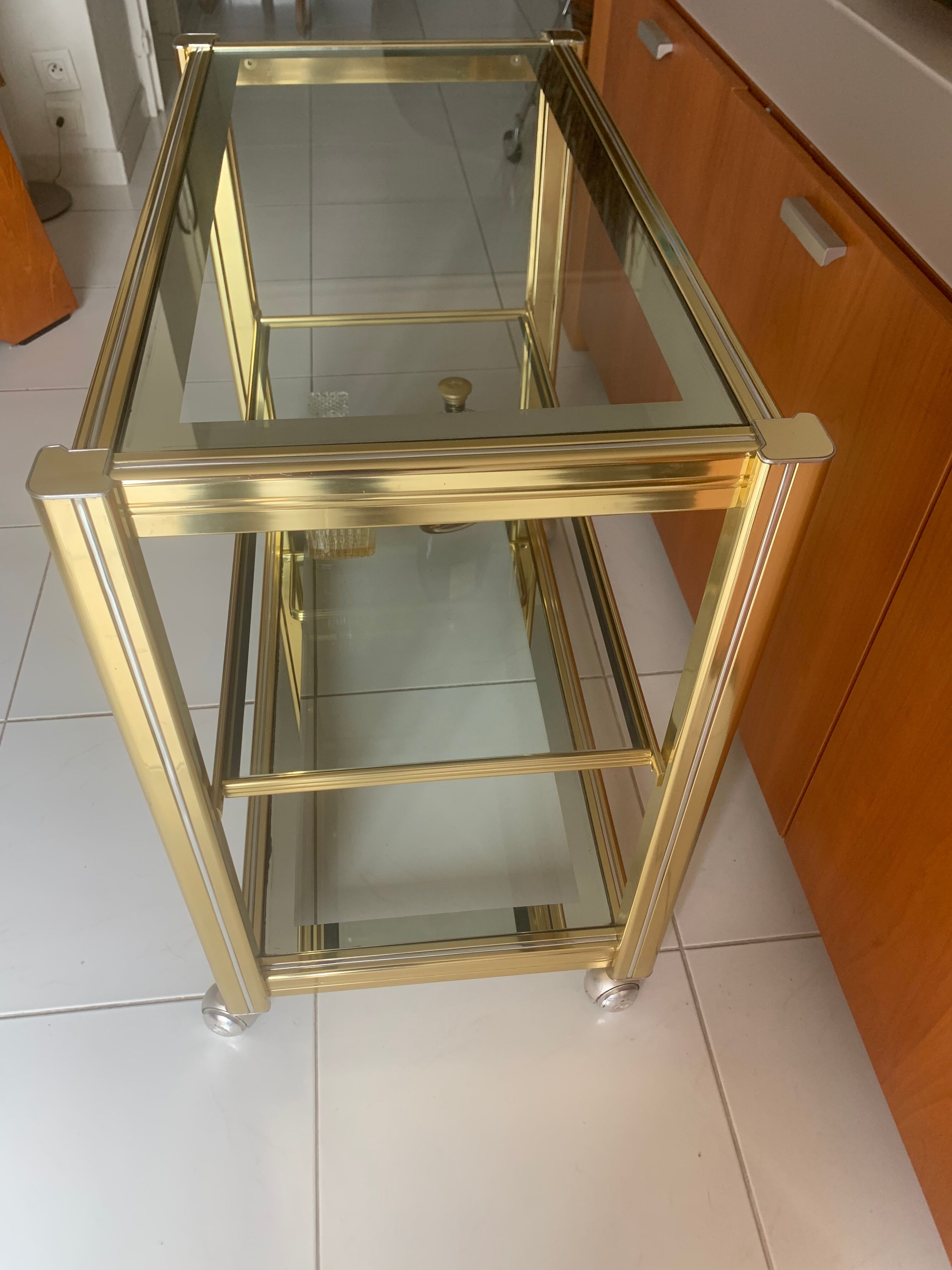 Trolley Hollywood Regency in glass and brass