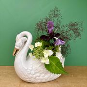 Cache pot cygne vintage en céramique