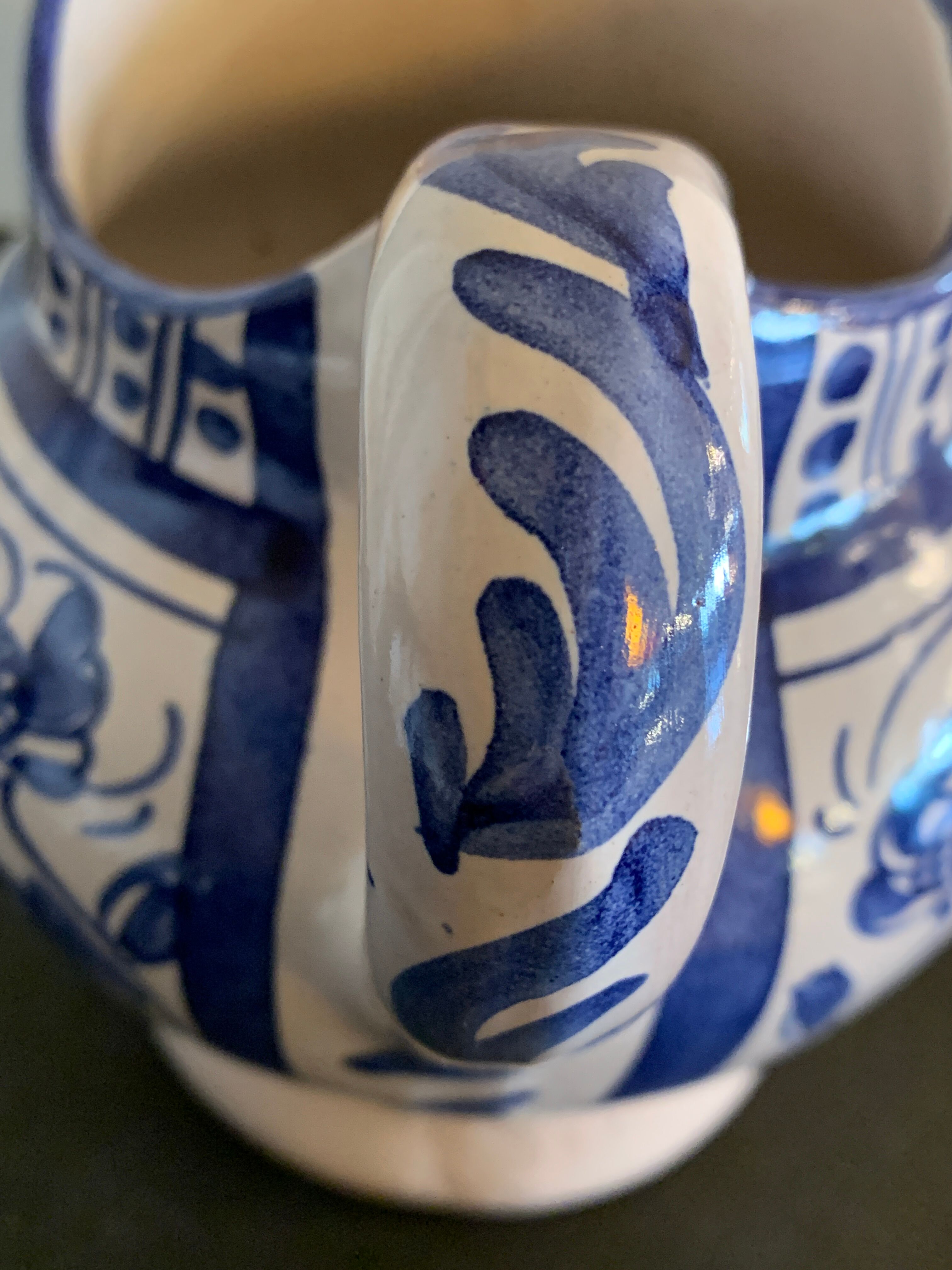 Domingo Punter blue ceramic pitcher, Teruel, 1960