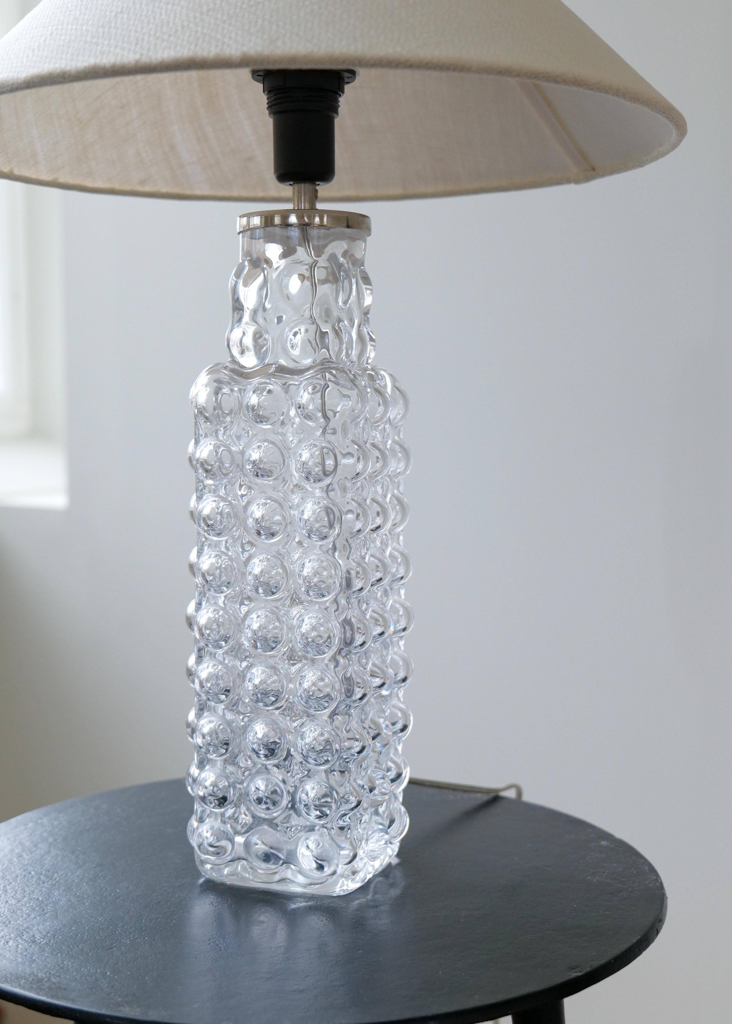 Rare Midcentury Modern crystal bubble table lamp by Orrefors Carl Fagerlund.
