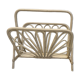Porte-revues vintage en rotin blanc crème – Style Bohème / Éventail (Années