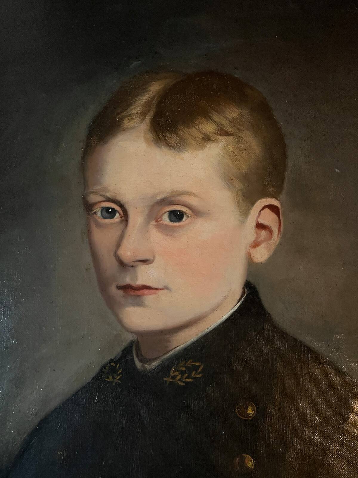 Tableau HST Portrait of a young man in uniform 1879 signed