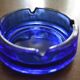 Blue glass ashtray