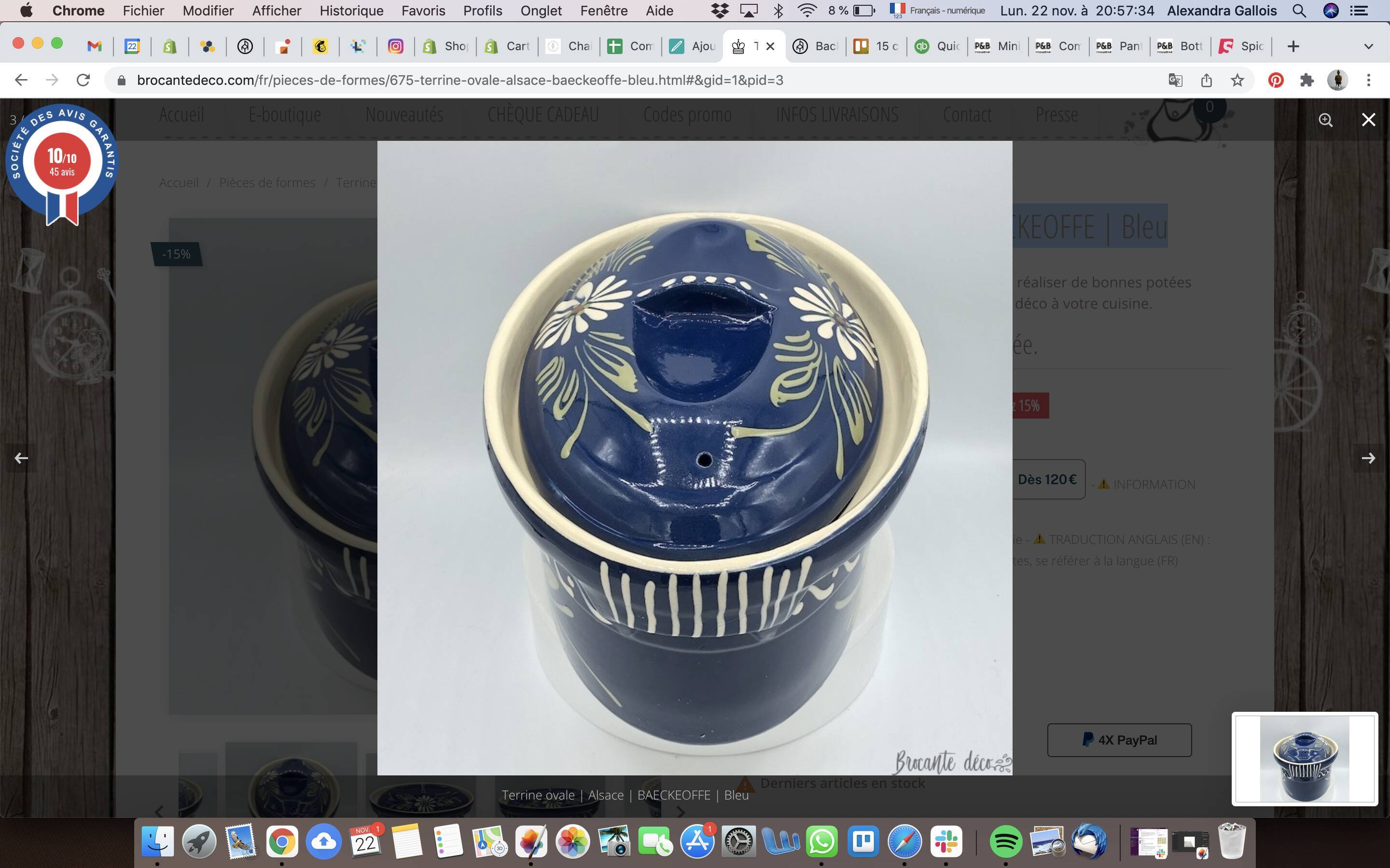 Terrine oval alsace Baeckeoffe blue