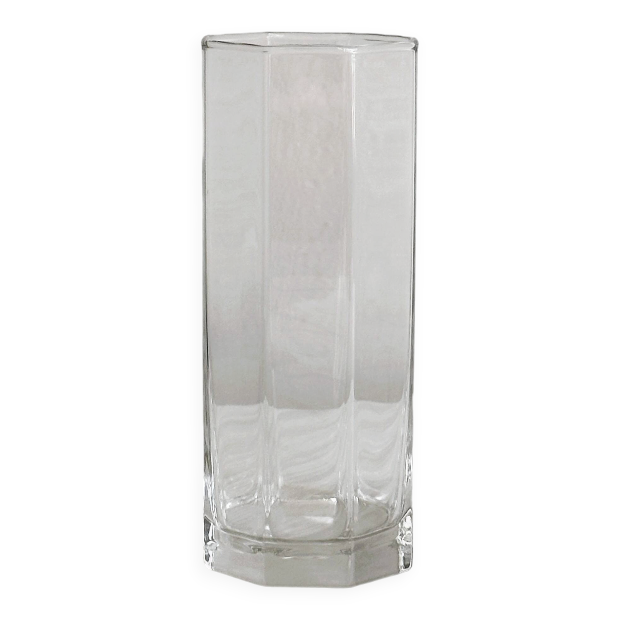 octagonal vase in thick transparent glass