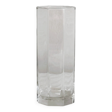 vase octogonal en verre épais transparent