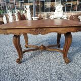 Table carrée style louis xv en merisier massif