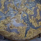 Jean Mayodon glazed ceramic cut decoration women and deer Signed SB