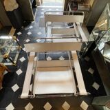 Pair of leather and steel armchairs by marcel breuer for gavina, " wassily b3 "