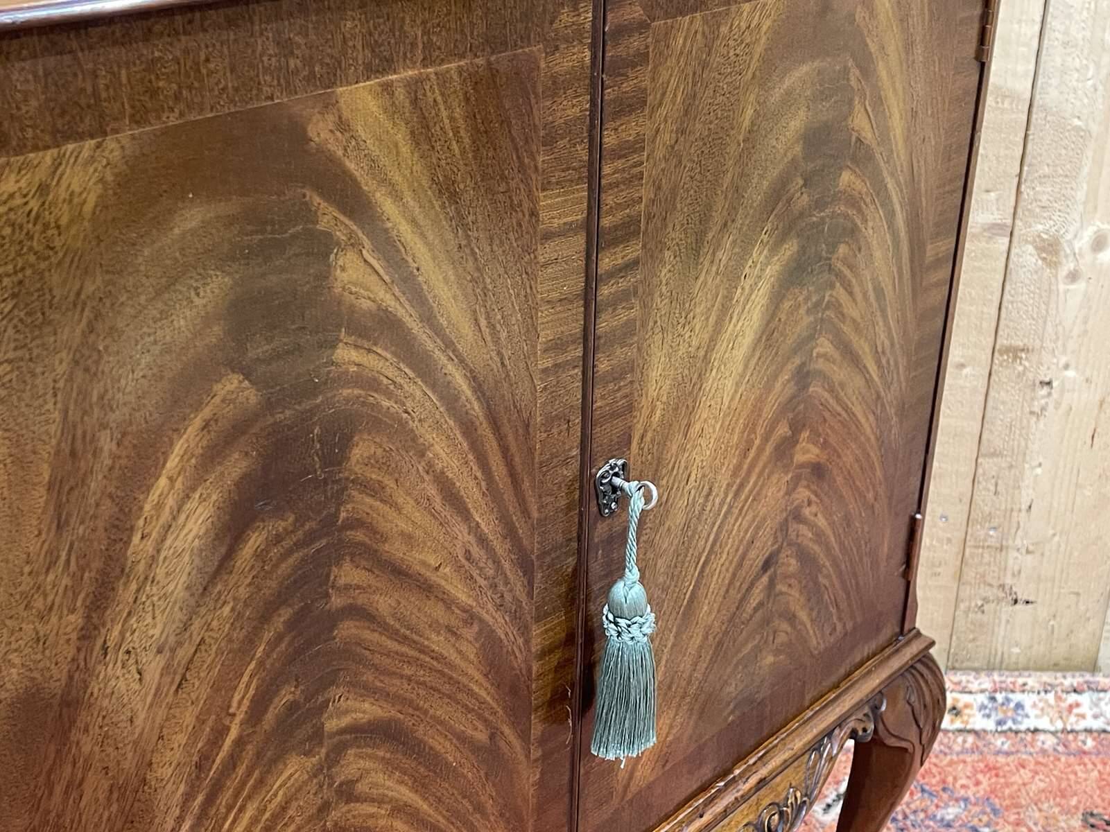 1950s Chippendale Mahogany Sideboard with Glass Top