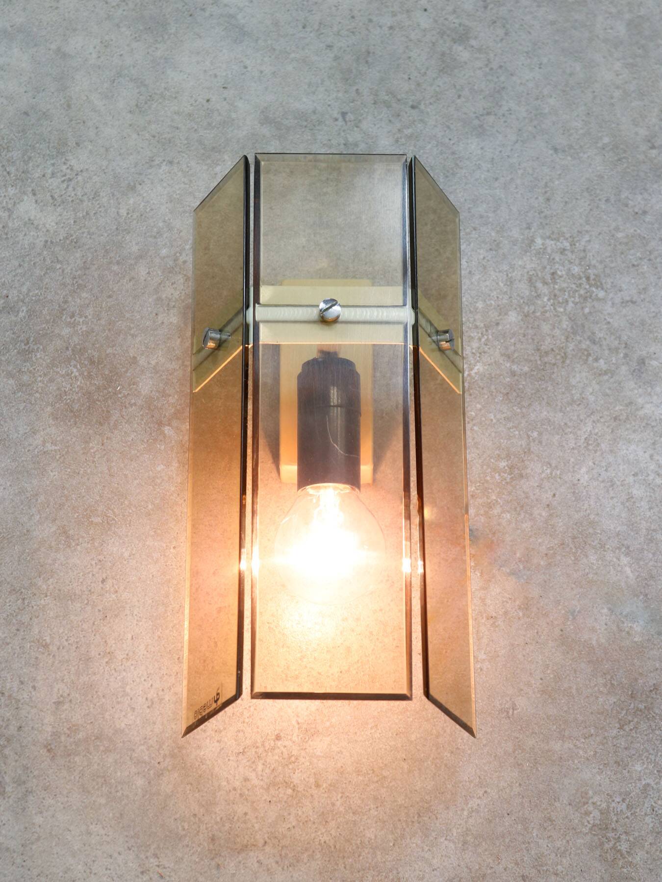 Italian Smoked Plexiglas Sconce for Guzzini, 1970s