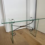 Glass and Wrought Iron Coffee Table, Italy 1960