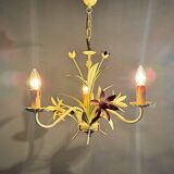 Vintage Metal Floral Chandelier, France, 1970's