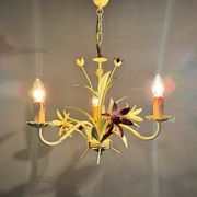 Vintage Metal Floral Chandelier, France, 1970's