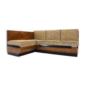 Rare Fabric Folding Sofa by Halabala for UP. Zavody, 1953, Czechoslovakia