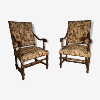 Pair of Louis XIII armchairs